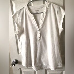 Calvin Klein Women's White Blouse with Button Detail